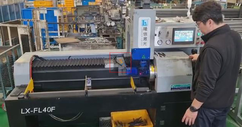 Economical fully automatic round tube laser cutting machine in South Korea automotive components factory