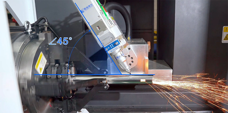 CNC laser tube cutting machine with bevel cutting head