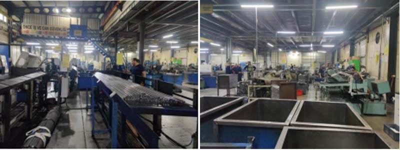 LX-GL40 laser machine connected with customized pipe chamferring machines for Turkish customer gas spring production