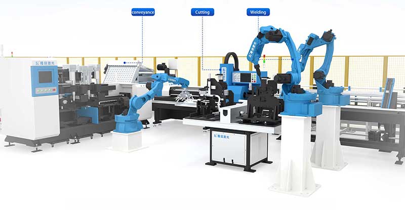 Automated production line for tube laser cutting