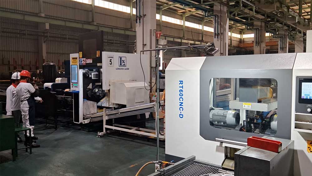 Lonx LX-K9 tube laser cutting machine in Indonesian steel pipe factory